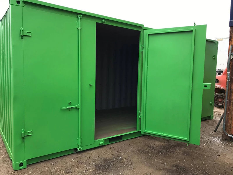 Containers-with-Side-Doors-in-Green-with-door-open